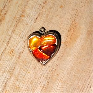 Heart-Shaped Amber Pendant